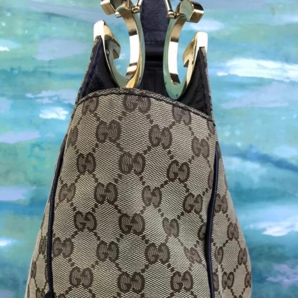 Beige Ebony Monogram GG Web Print Charlotte G Hobo